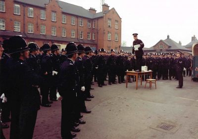 Briefing prior to parade through Wakefield City
c1975 - photograph taken in HQ yard, Laburnum Road, Wakefield
