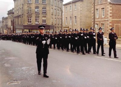 Annual Parade through Halifax c1977/78
Marching from Parish Church following service, salute later taken on Commercial Street.
