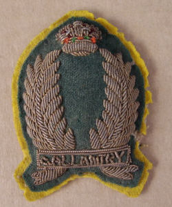 Gallantry cloth arm badge
Badge awarded by the C/O Col. Baden Powell for particular acts of bravery worn on Step-out dress and mess dress.
Keywords: South African Constabulary Gallantry Badge Bullion wire